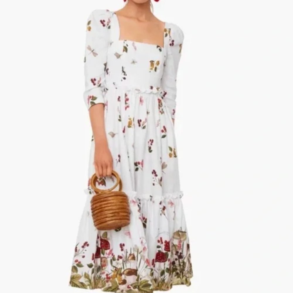 Cara Cara Blue Hill Dress - White Floral - Size 4